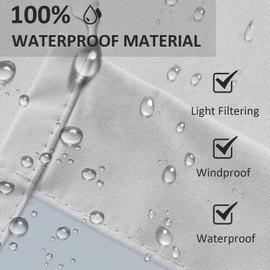 LiveGo Outdoor Curtain for Garden Patio Gazebo Pergola Waterproof Windproof 2 Panels Outdoor Curtains Pergola Gazebo Curtains Heat Insulated UV Protection (Grey-White, 55x96 Inch)