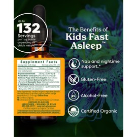 Kids Fast Asleep – Tasty, Organic, Alcohol-Free Kids Sleep Support Herbal Extract With Lemon Balm, California Poppy & Passionflower, Soothes Nap & Nighttime Transitions, Vegan, 1 Oz