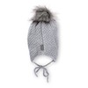 Sterntaler Girls' Bobble Hat Rhinestone Heart Hat, Silver mottled
