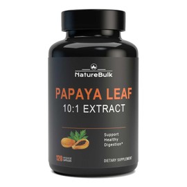 NATUREBULK NATUREBULK Papaya Leaf Extract Capsules - 10X Strength, 120 Veg Capsules, Immune Gut & Super Digestive Health