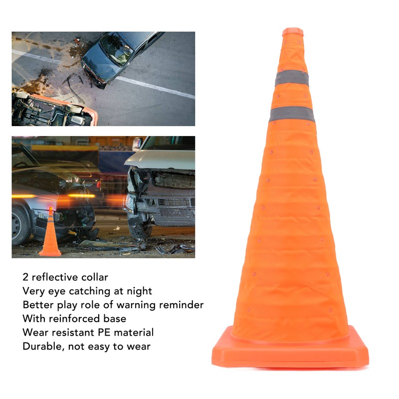 Collapsible Traffic Safety Cone with 2 Reflective Collar Multi Purpose