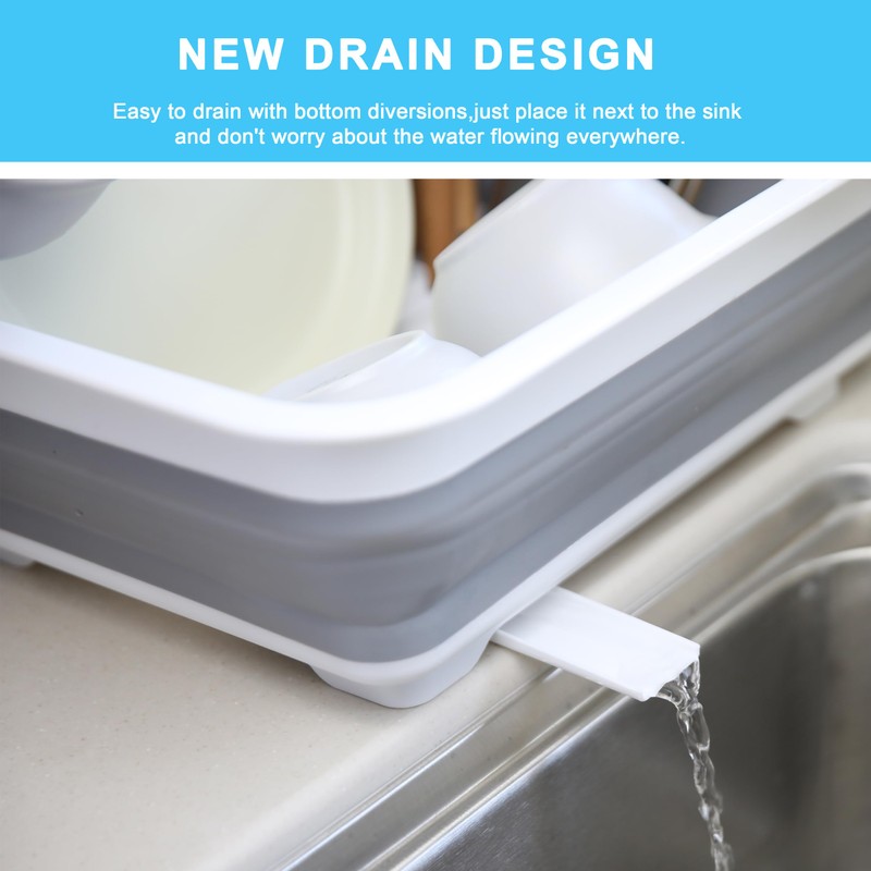 MontNorth Collapsible Dish Drainer with Drain Plug and Swivel Spout,