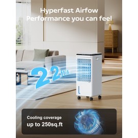 Portable Air Conditioners, Evaporative Air Cooler w/7H Timer for Auto-Off, 4 Modes & 3 Speeds, 1.85Gal Tank Swamp Cooler Air Conditioner, Portable Ac Unit for Rooms Bedroom, White