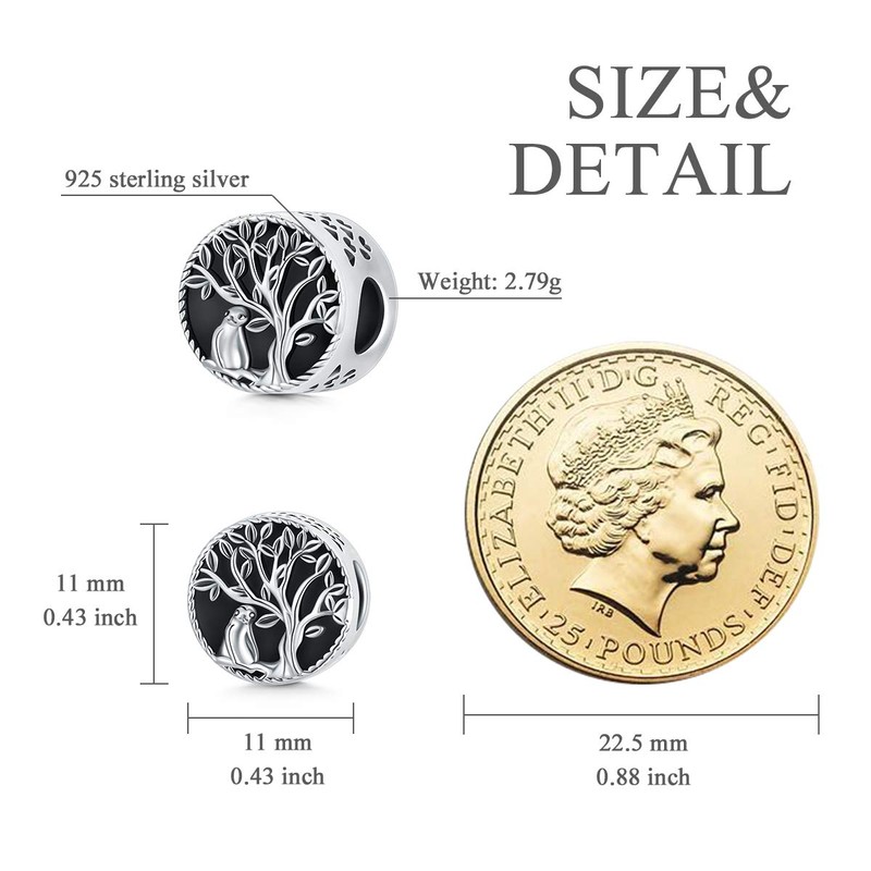 925 Sterling Silver Sloth Charm Fit Bracelet Necklace Round Shape