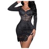 SOLY HUX Women's Lace Sheer Bodycon Mini Dresses Long Sleeve