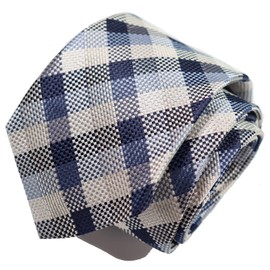 Michi Ki-014-A Italian Fabric, Japanese Sewing, Fabric in Itary Necktie, Brand Koshino, Checkered Pattern, 100% Silk, Present, Gift, Unisex, Unisex, Blue, blue