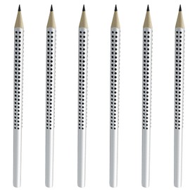 LEMLIN Jumbo Grip 2B Pencil, Extra Thick and Ergonomic Triangular Pencils, Silver Case, Soft Leads (Hardness 2B), Ideal for School, Office and Catering (Pack of 6)