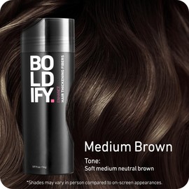 Boldify BOLDIFY Hair Fibers (2 x 56g) - Fill In Thinning and Fine Hair for an Instantly Fuller, Thicker Look - 14 Shades for Women & Men - Medium Brown