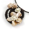 Avalaya Antique White Shell Flower Flex Wire Necklace/ 40cm L/Adjustable