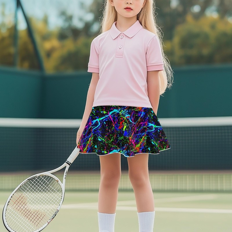 TENMET Girls Athletic Skort Stretchy Flared Pleated Casual Skater A-Line