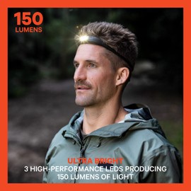 KNOG Quokka 150 LED Headlamp - Lightweight, USB Rechargeable Running Headlamp with 20m Beam, IP65 Water Resistant, Silicone Strap, 3 Light Modes for Camping, DIY & Outdoors, Midnight Black