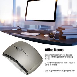 Dpofirs Foldable Wireless Mouse, Portable 2.4G Mouse with USB Receiver for PC Laptop, Wireless Foldable Computer Mouse for Wins98 Me 2000 XP Vista Win7 Win8 Win10 Win11 OS (Grey)