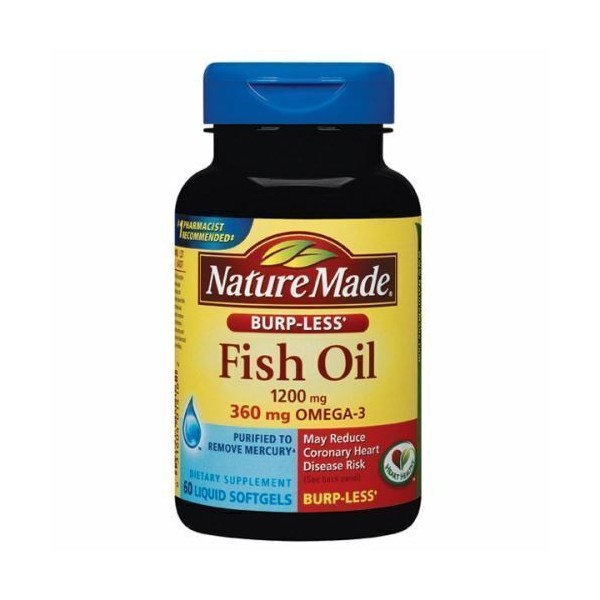 Fish Oil Burp-Less 60 Liquid Softgels 1200 mg