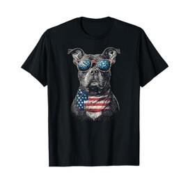 Funny Vintage Patriotic Pitbull Dog Retro 4th Of July USA T-Shirt