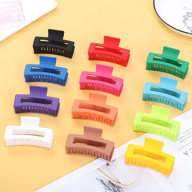 Sisiaipu 3.5 Inch Medium Hair Accessories: 12 Pcs Square Jaw