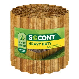 SOCONT Corrugated Metal Garden Edging, 10"×20Ft Durable Landscape Border for Garden, Lawn, Flower Beds and Paver Edging (Rusty)