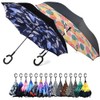 Parquet Purple and Blue Flower Double Layer Inverted Umbrellas -