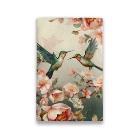 Flashideas Hummingbird Reusable Tissue Holder - Retro Rectangular Fabric Purse Zipper Enclosed Tissue Holder for Purse, Travel, Car, Office, Home