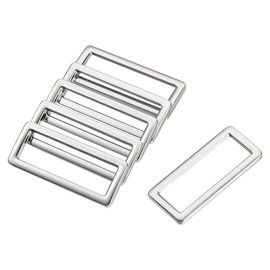 sourcing map Metal Rectangle Ring Buckles 39x12.5mm for Bags Belts DIY Silver Tone 6pcs