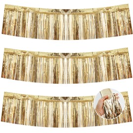 BEISHIDA 3 Packs Metallic Foil Fringe Garland champagne Wall Hanging Tinsel Fringe Banners for Car Floats Bridal Shower Wedding Birthday Easter Graduation Holiday Party Decoration(30Feet)