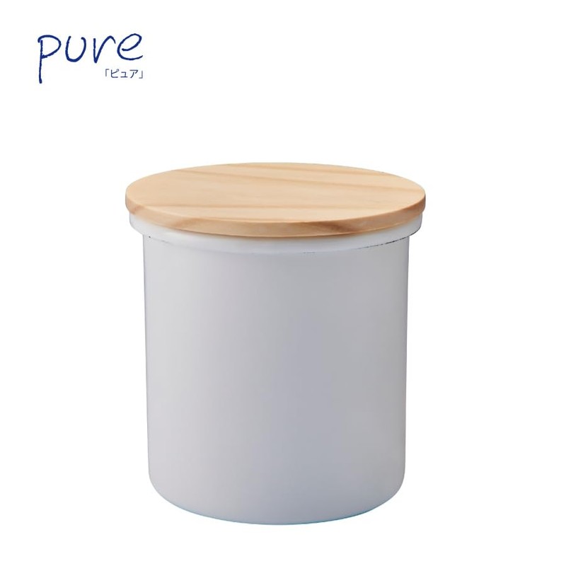 Enameled Pure Enamel Canister, White, Size: Approx. 4.2 inches (10.8