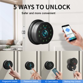 Fingerprint Door Lock with 2 Lever Handles - keyless Entry Door Lock deadbolt with Handle Set,Electronic Keypad Deadbolt & Smart Front Door Lock Handle Sets,Bluetooth Digital Code biometric Auto Lock