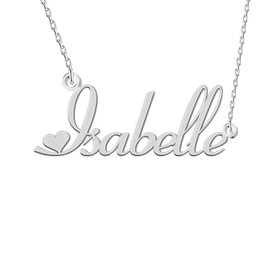 GR35Z9 Isabelle Name Necklace Silver for Women Dainty Stainless Steel Initial Pendant Jewelry for Mom