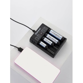 Keeppower K4 4-Bay Battery Charger for 26700/26650/26500/21700/18650/18500/18350/17650/17500/16650/16340/14650/14500/14430 & AA/AAA/A/SC/C/F6 Rechargeable Batteries (Battery Not Included)