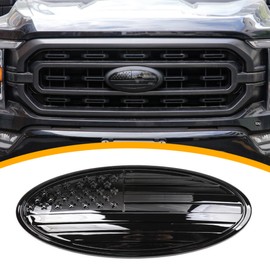 RERPRO 9.5" Front Grill Rear Tailgate Emblem Cover Trim Compatible with 2015-2023 Ford F150 Exterior Accessories Decor Overlay American Flag Oval Emblem Protector Decoration Decal 1 Pack