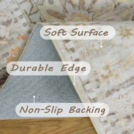 phonzenuo 7x9 Washable Area Rug Boho Stain Resistant Rug for Living Room,Non-Slip Backing Rugs for Bedroom,Kitchen, Terracotta