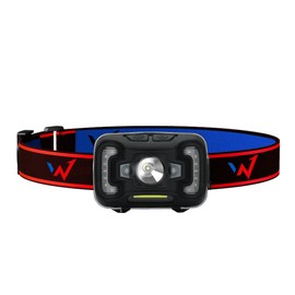 W WONDER Full Energy Stirnlampe, 300 Lumen, IP44, 5 Beleuchtungsmodi, Neigung einstellbar bis 45°, Gestensensor, wiederaufladbar, perfekt für alle Aktivitäten in der Nacht.