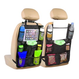 QZTYTY 2PCS Car Backseat Organizer, Car Organizers and Storage, Kick Mats Back Seat Protector with Touch Screen Tablet Holder, Universal Road Trip Storage Essentials Car Storage Pocket for Car (2PCS)