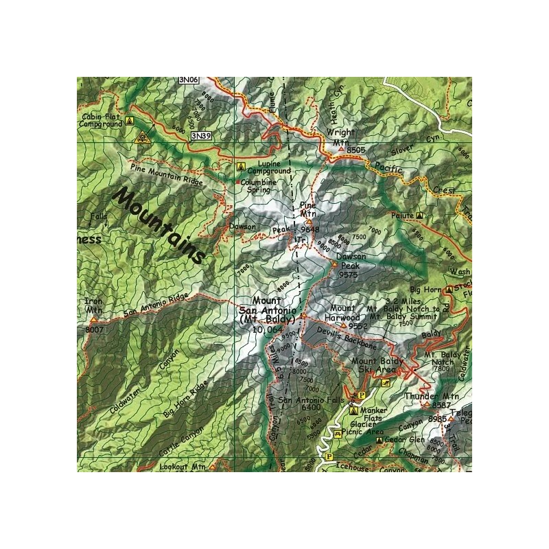 San Gabriel Mountains California Trail Map Poster