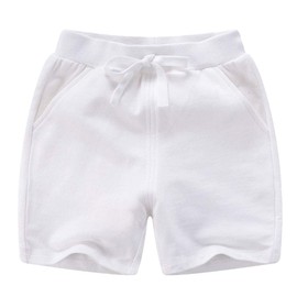 PTPUKE Toddler Kids Solid Cotton Comfort Soft Sport Jogger Shorts Boys Girls Summer Casual Pants 1-8years White