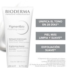 BIODERMA, Limpiador Exfoliante, Pigmentbio Foaming Cream, Jabón en Crema Exfoliante para Rostro, 200ML