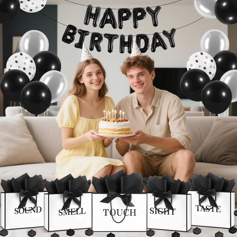 Epoesch 5 Senses Gift Bags for Him with Labels, Tissue