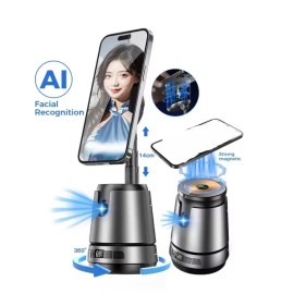 360° Rotating Magnetic Phone Holder Stand AI Smart Tracking Strong Quality Hold Mode Compatible with All Phone ModelsMaterial: Premium ABS, silicone grip, reinforced internal magnet assembly, Feature: Fast USB charging, gesture control, AI real-time face