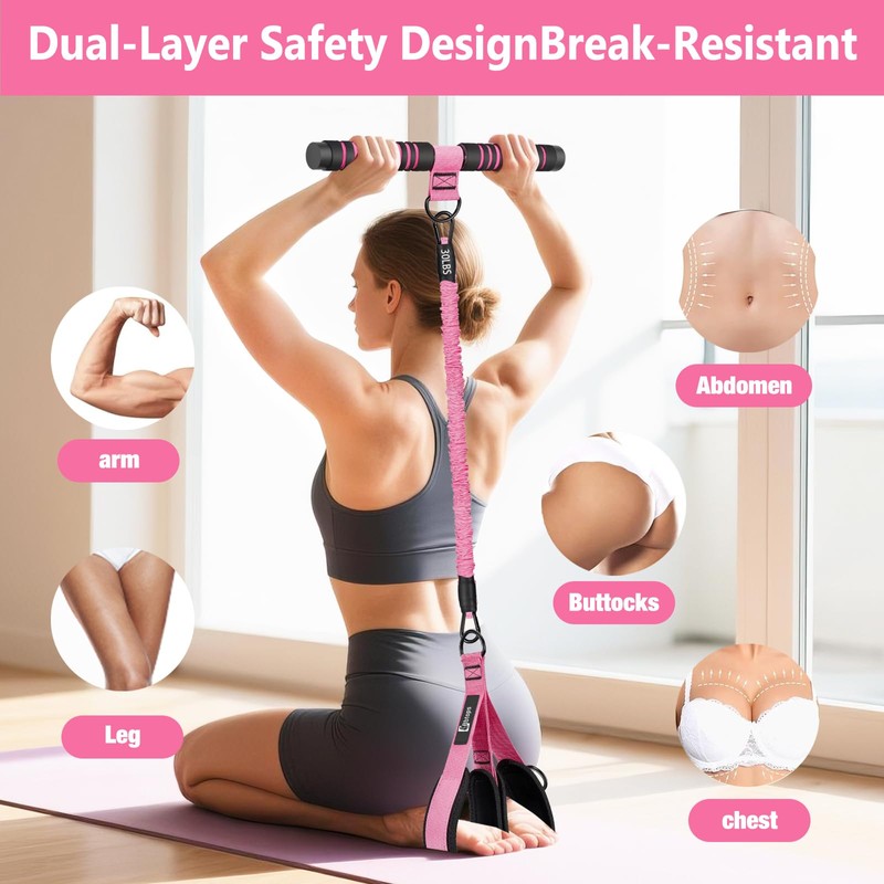 Bbtops Pedal Resistance Band with Handle for Women Men, Pink