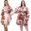 QXQTER Peony Floral Silky Satin Robe Wedding Bridal Party Bride