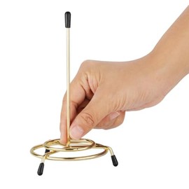 Receipt Spike Metal Bill Holder 6" high - Professional Straight Rod Spike with Round Stand | Ideal for Restaurants Kitchens Offices Hotels | Durable and Stylish Document Organizer (Brass)