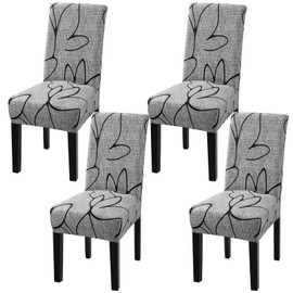 Fuloon Chair Covers for Dining Room 4 Pack, Solid Stretch Dining Chair Covers, Washable Kitchen Slip Covers, Parson Chair Covers Set of 4 (Gray Lotus, 4 Pack)