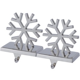 Set of 2 Snowflake Christmas Stocking Holders for Mantle-Snowflake Christmas Stocking Hangers for Mantel Xmas Stocking Hooks for Fireplace,Metal Mantle Hooks Shelf Hanger Mantelpiece Decoration