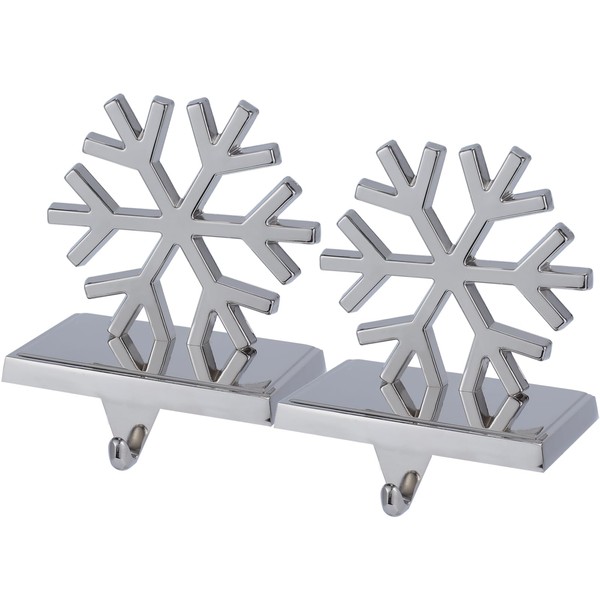 Set of 2 Snowflake Christmas Stocking Holders for Mantle-Snowflake Christmas