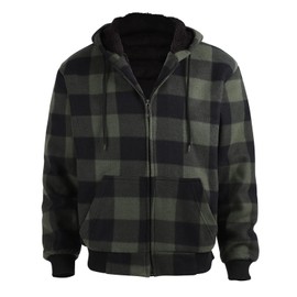 Gary Com Hoodies for Men Heavyweight Fleece Sweatshirt - Full Zip Up Thick Sherpa Lined Winter Warm Sweatshirts Work Jackets With Pocket,GREEN L