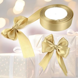 1 Roll Gold Double Faced Satin Ribbon 24 Yards Satin Fabric Silk Ribbon Use for Crafts, Bows Bouquet, Gift Wrapping, Wedding Decoration, Flower Bouquet, Holiday Decorating (1 Inch /2.5cm Wide)