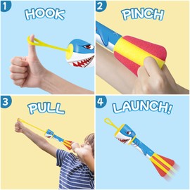 Ynybusi 5 Pack Slingshot Launcher Toy 2024, Foam Throwing Glider Toys. Indoor Outdoor Shooting Game, Outdoor Sports Flying Toys for Kids Boys Girls Age 4 5 6 7 8 9 10 11 12