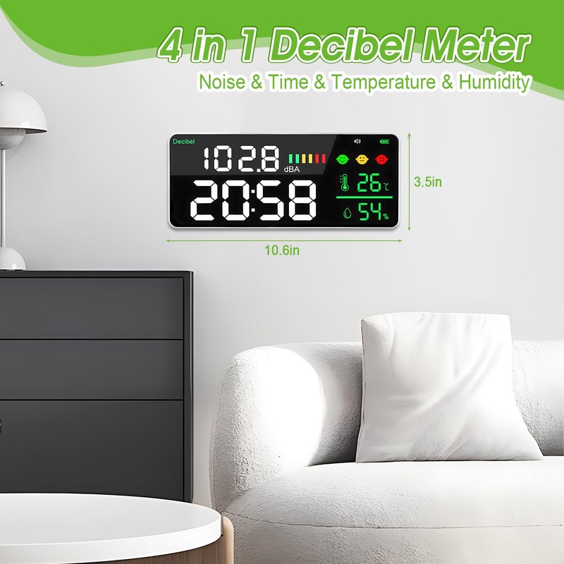 GOLDCHAMP GCEU-T4-DM165A-C Noise Meter Digital Decibel Sound Meter Temperature Meter