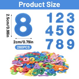 260PCS Numbers Foam Stickers, Letter Stickers for Crafts, Self Adhesive 1-9 Number Alphabet Sticker Craft Supplies Sticker for DIY Crafts Scrapbooking Kids School Project Party Decorations Colorful