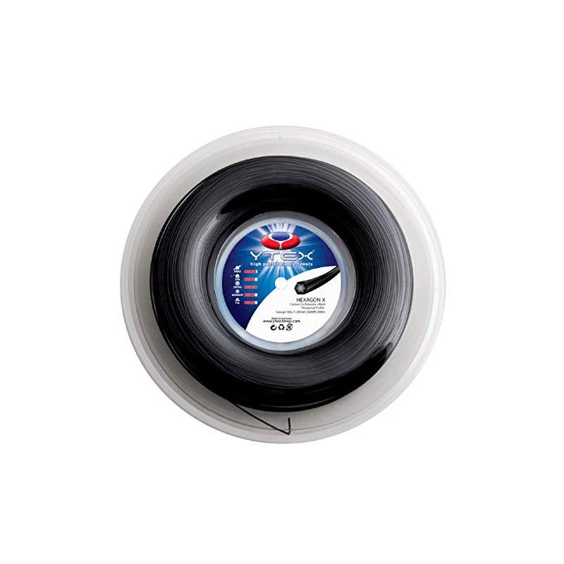 YTEX Hexagon-X Black Tennis Racquet String Reel (16 Gauge, 1.28mm)