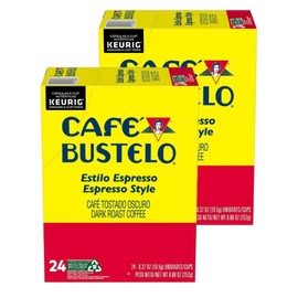 Café Bustelo Espresso Style Dark Roast Coffee, 24 Count (Pack of 2), Total 48 Keurig K-Cup Pods
